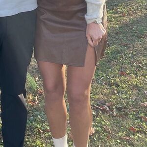 Brown Leather Mini Skirt